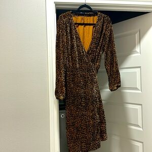NWOT J.Crew animal print, velvet wrap dress